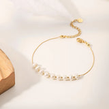 Minar Classic Pearl Beaded Bracelet Women 18K Plated Charm Jewel