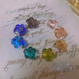 Multicolor Resin Flower Charm Bracelet Contrast Floral Beaded