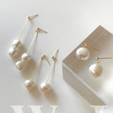 Delicate Freshwater Pearl Earrings Baroque Pearls Long Drop Oorbellen