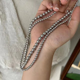 Grey Pearl Beads Chain Necklaces for Women Choker Necklace Anniversary Gift