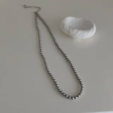 Grey Pearl Beads Chain Necklaces for Women Choker Necklace Anniversary Gift