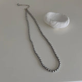 Grey Pearl Beads Chain Necklaces for Women Choker Necklace Anniversary Gift