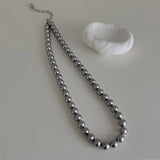 Grey Pearl Beads Chain Necklaces for Women Choker Necklace Anniversary Gift