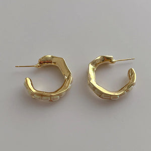 Minar Pearl Beads Weave Hoop Earrings for Women