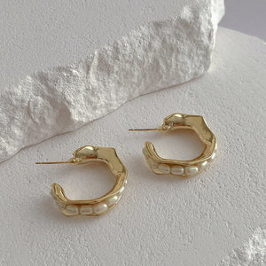 Minar Pearl Beads Weave Hoop Earrings for Women