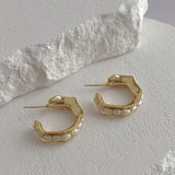 Minar Pearl Beads Weave Hoop Earrings for Women