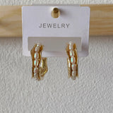 Minar Pearl Beads Weave Hoop Earrings for Women