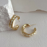 Minar Pearl Beads Weave Hoop Earrings for Women