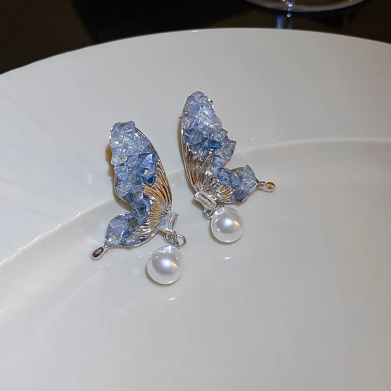 Fairy Crystal Butterfly Dangle Earrings