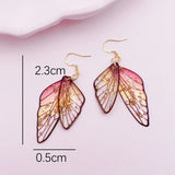 Fairy Clear Resin Wings Dangle Earrings with Butterfly Pendant