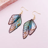 Fairy Clear Resin Wings Dangle Earrings with Butterfly Pendant