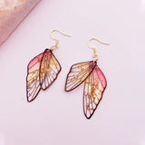 Fairy Clear Resin Wings Dangle Earrings with Butterfly Pendant