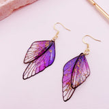 Fairy Clear Resin Wings Dangle Earrings with Butterfly Pendant