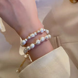 Freshwater Pearl Beaded Bracelet Golden Beads Strand