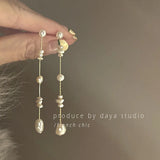 French Baroque Freshwater Pearl Dangle Earrings Bridal Jewelry
