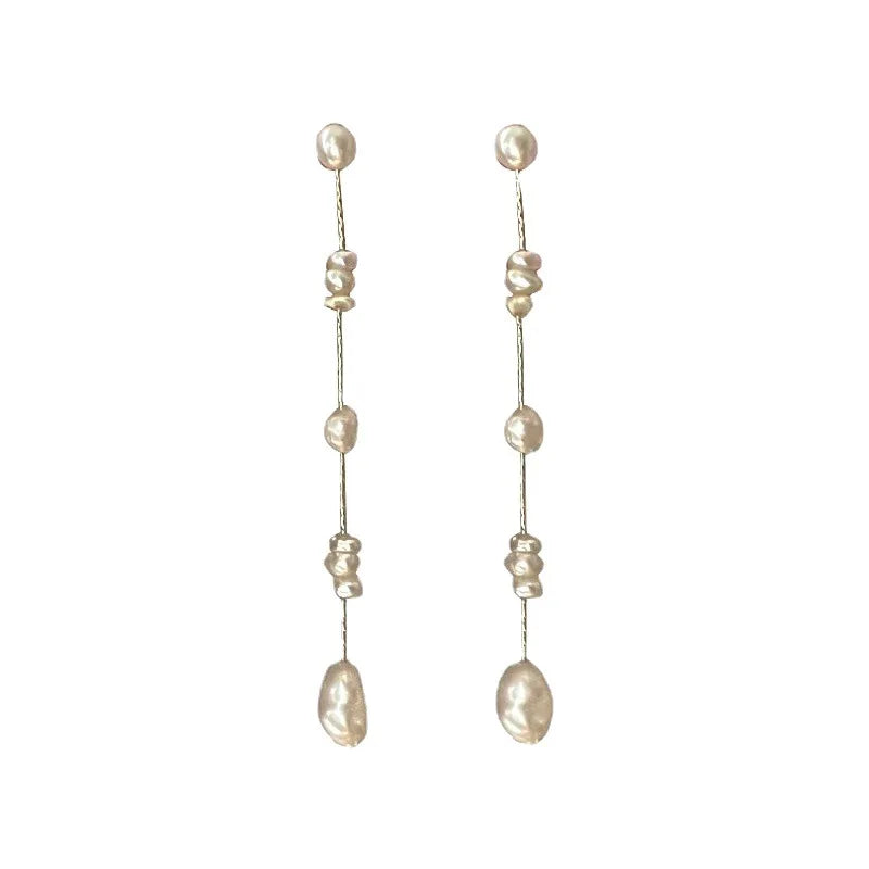 French Baroque Freshwater Pearl Dangle Earrings Bridal Jewelry