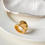 French Solid Plating Chunky Rings for Women Stainless Steel