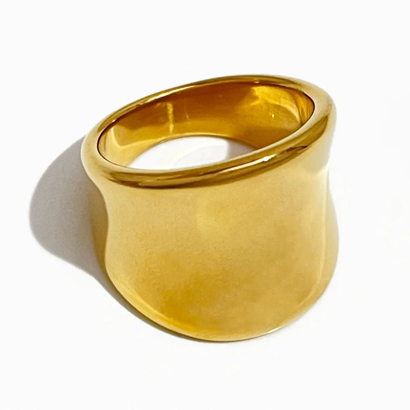 French Solid Plating Chunky Rings for Women Stainless Steel