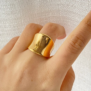 French Solid Plating Chunky Rings for Women Stainless Steel