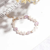 Minar Style Freshwater Pearl Bracelet Crystal Charm Bracelet