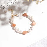 Minar Style Freshwater Pearl Bracelet Crystal Charm Bracelet