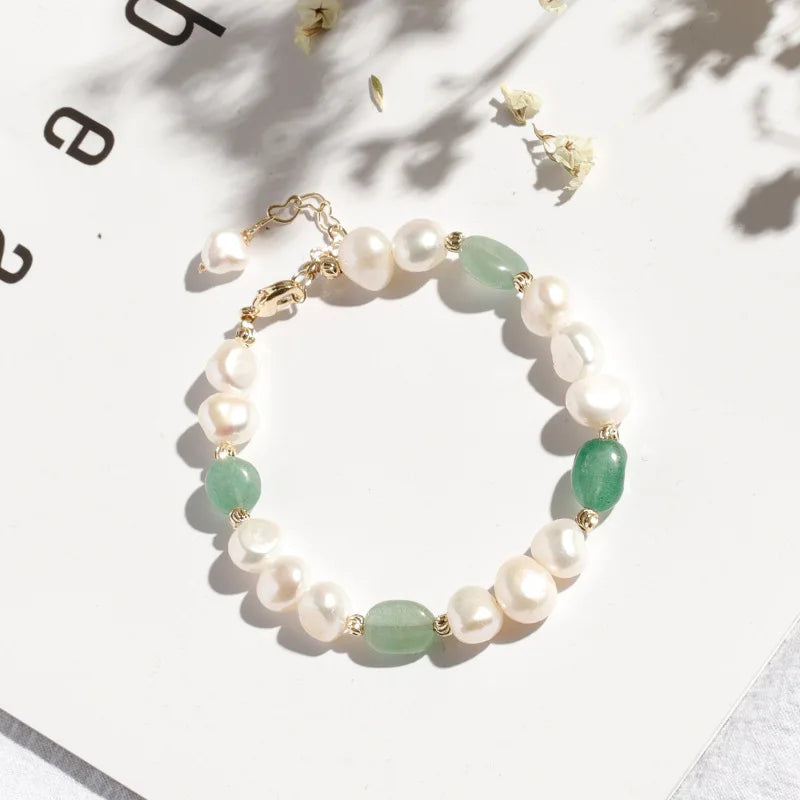 Minar Style Freshwater Pearl Bracelet Crystal Charm Bracelet