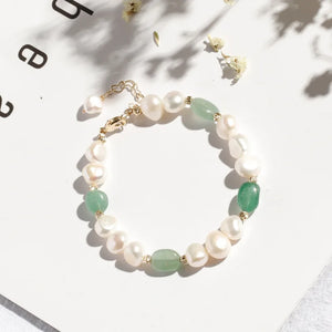 Minar Style Freshwater Pearl Bracelet Crystal Charm Bracelet