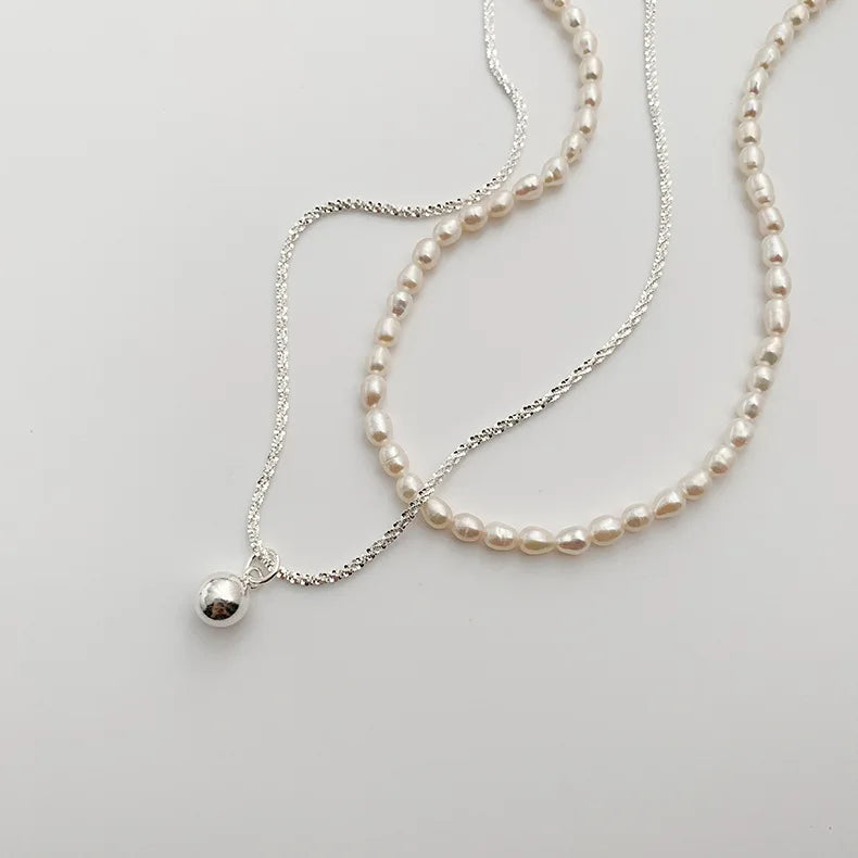 Minar Freshwater Pearl Heart Pendant Necklace for Women Double Layered Chokers