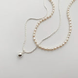 Minar Freshwater Pearl Heart Pendant Necklace for Women Double Layered Chokers
