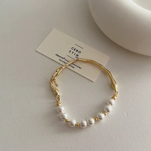 Minimalist Simulated Pearl Beaded Bracelet Silver Beads Charm Bracelets