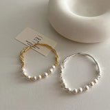 Minimalist Simulated Pearl Beaded Bracelet Silver Beads Charm Bracelets