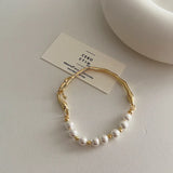 Minimalist Simulated Pearl Beaded Bracelet Silver Beads Charm Bracelets