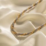 Two Tone Twisted Chains Necklace 18K Silver PVD Plated