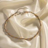 Two Tone Twisted Chains Necklace 18K Silver PVD Plated