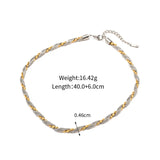 Two Tone Twisted Chains Necklace 18K Silver PVD Plated