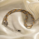 Two Tone Twisted Chains Necklace 18K Silver PVD Plated