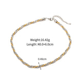Two Tone Twisted Chains Necklace 18K Silver PVD Plated