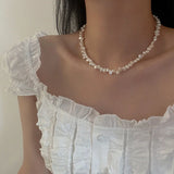 Minar French Natural Freshwater Pearl Necklace Chokers Wedding Jewelry