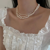 Minar French Natural Freshwater Pearl Necklace Chokers Wedding Jewelry