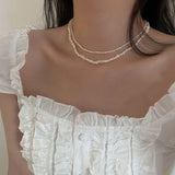 Minar French Natural Freshwater Pearl Necklace Chokers Wedding Jewelry
