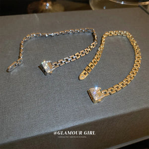 Minar CZ Zirconia Belted Charm Bracelet Women Silver Copper