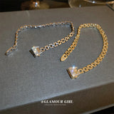 Minar CZ Zirconia Belted Charm Bracelet Women Silver Copper
