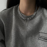 Punk Metallic Bucket Wide Cuban Chain Choker Necklace