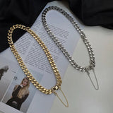 Punk Metallic Bucket Wide Cuban Chain Choker Necklace