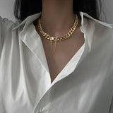 Punk Metallic Bucket Wide Cuban Chain Choker Necklace