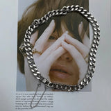Punk Metallic Bucket Wide Cuban Chain Choker Necklace