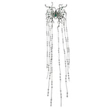 Punk Silver Butterfly Hair Sticks Green Rhinestones Tassel Hair Clips
