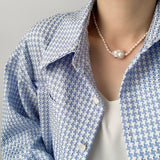 Retro Freshwater Pearl Chokers Necklace Baroque Pearls Beaded Pendant Jewelry