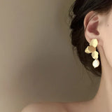 Minar Statement Flower Petal Earrings Baroque Pearl Jewelry