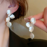 Minar Statement Flower Petal Earrings Baroque Pearl Jewelry
